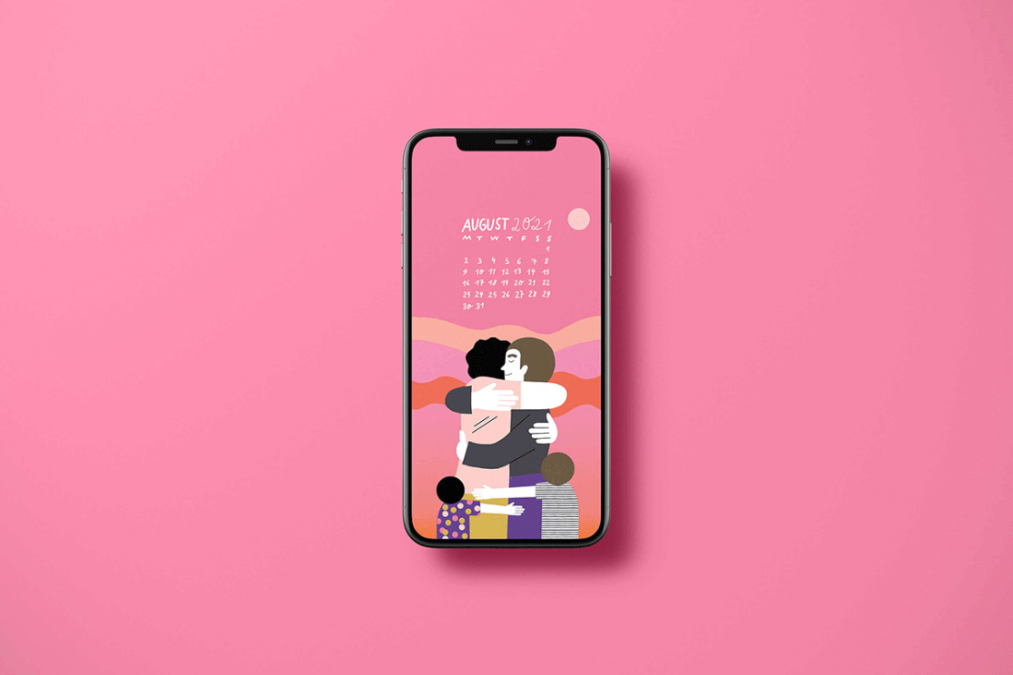 illustrations of people hugging to use as wallpaper on a phone or computer Screen