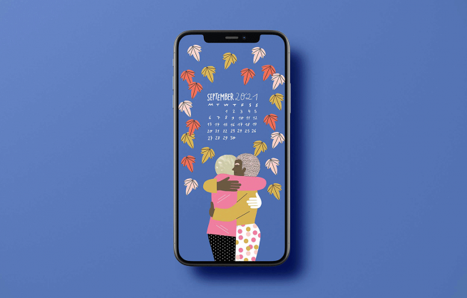 illustrations of people hugging to use as wallpaper on a phone or computer Screen