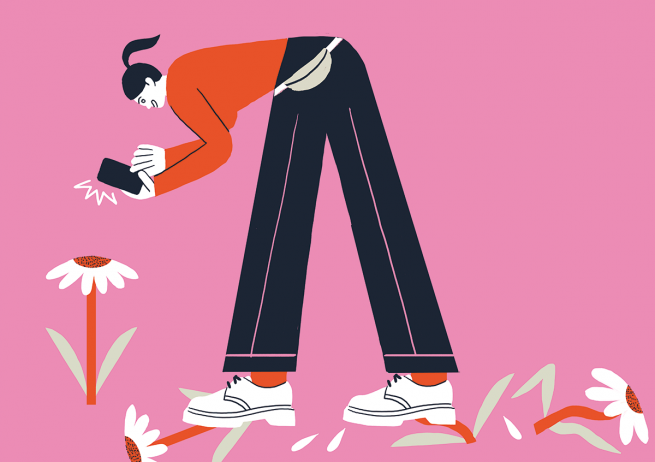 Illustration of a woman taking a picture