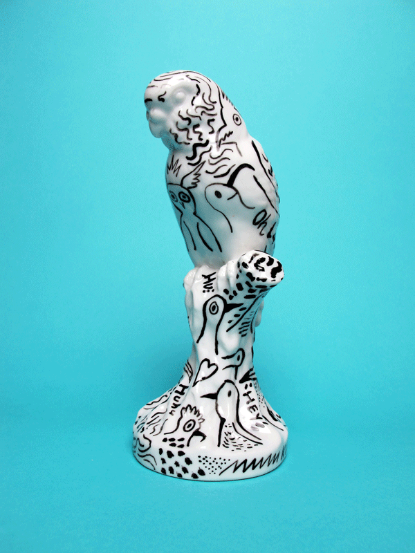 Vintage Porcelain with lettering and drawing designed by Carolin Loebbert