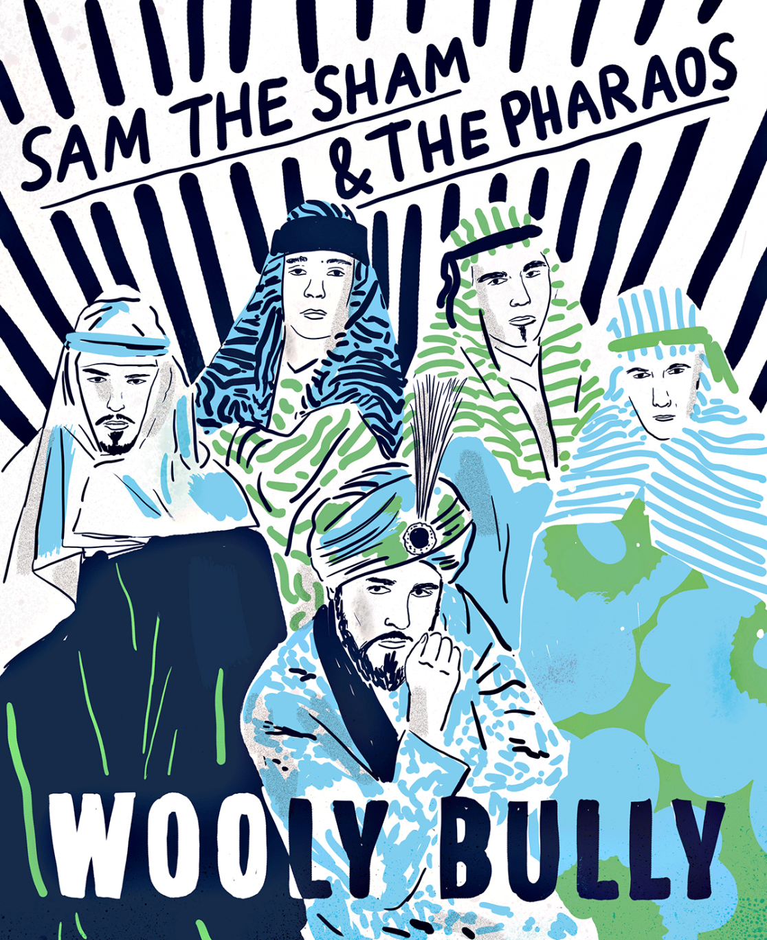 Illustration of the Band Sam The Sham & The Pharaos for the book Ice Ice Baby