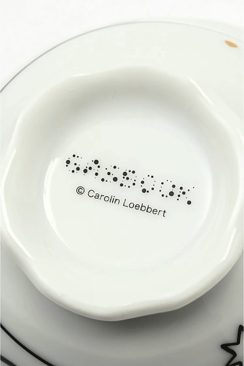 NAGAE Porcelain with lettering and drawing designed by Carolin Loebbert