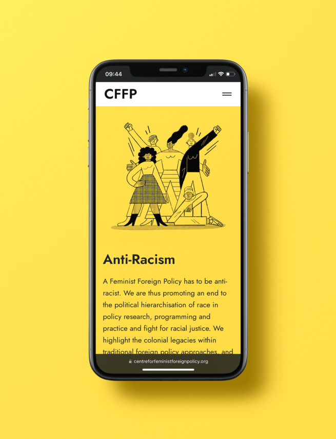 Illustrations for the online platform of the Centre for Feminist Foreign Policy created by Visual Artist Carolin Loebbert