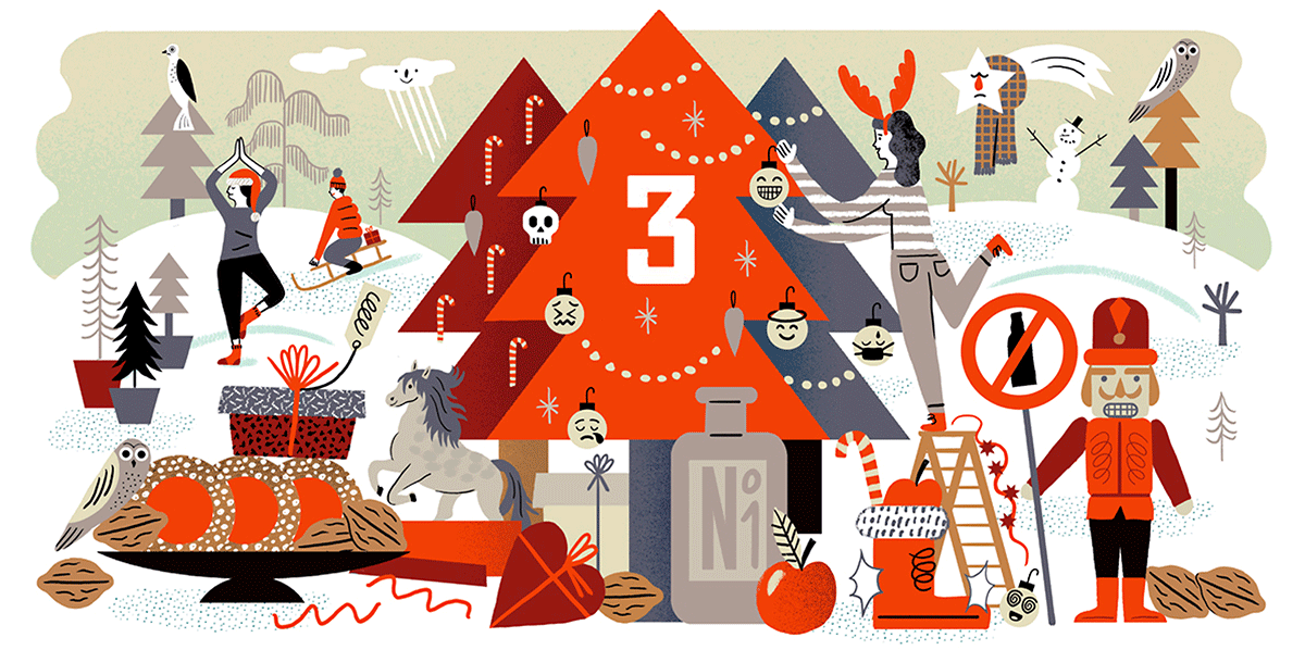 Illustration for the Advent calendar 2018 of Spiegel Online and Spiegel+ created by Carolin Loebbert