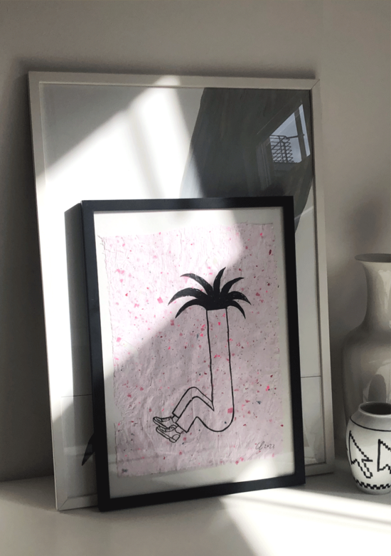 Original art on upcycled paper created by visual artist Carolin Loebbert.