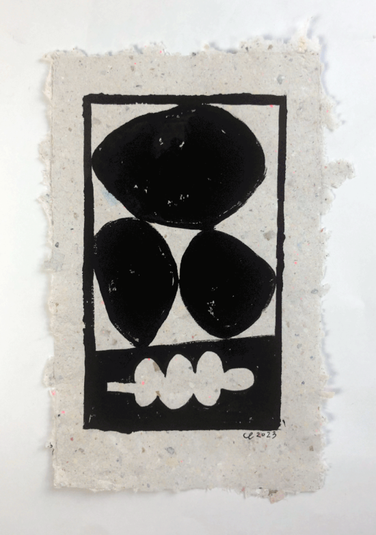 Original art on upcycled paper created by visual artist Carolin Loebbert.