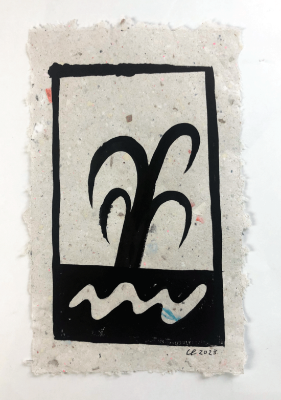 Original art on upcycled paper created by visual artist Carolin Loebbert.