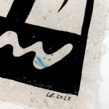 Original art on upcycled paper created by visual artist Carolin Loebbert.