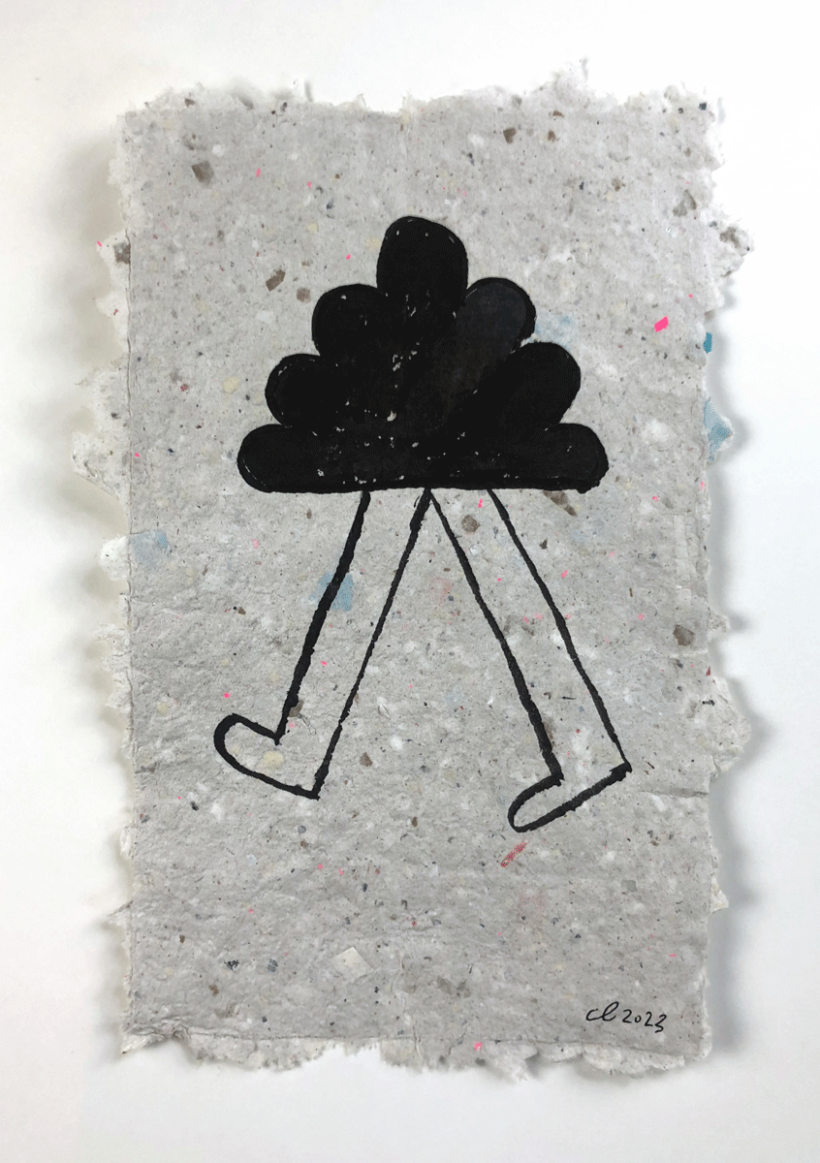 Original art on upcycled paper created by visual artist Carolin Loebbert.