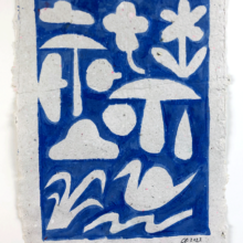 Original art on upcycled paper created by visual artist Carolin Loebbert.