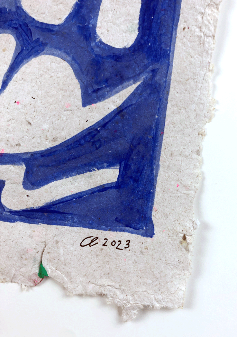 Original art on upcycled paper created by visual artist Carolin Loebbert.