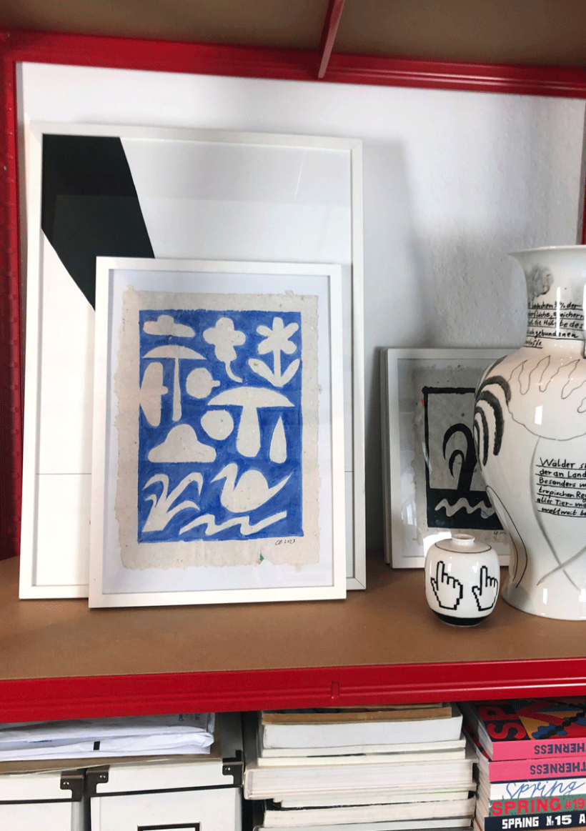 Original art on upcycled paper created by visual artist Carolin Loebbert.