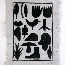 Original art on upcycled paper created by visual artist Carolin Loebbert.