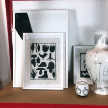 Original art on upcycled paper created by visual artist Carolin Loebbert.