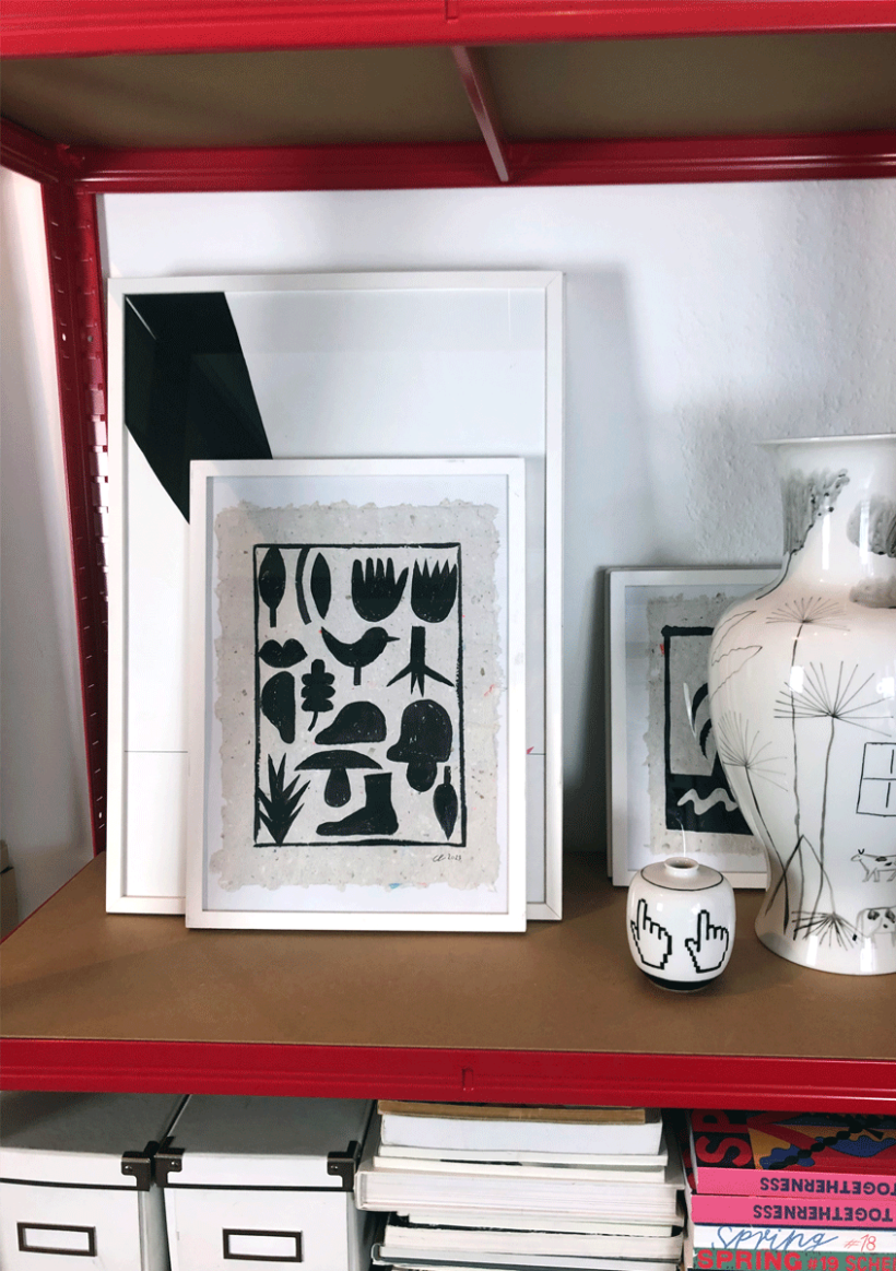 Original art on upcycled paper created by visual artist Carolin Loebbert.