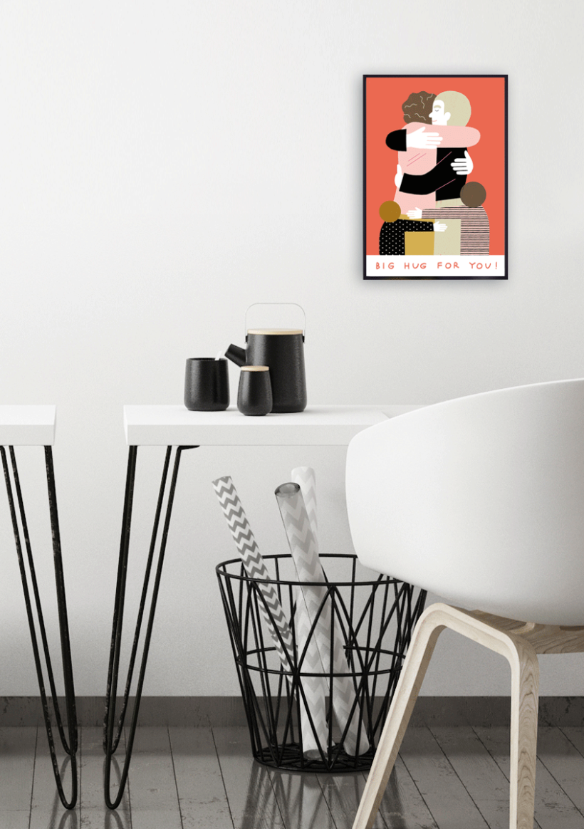 Fine Art Print showing hugging persons, created by Visual Artist Carolin Loebbert.
