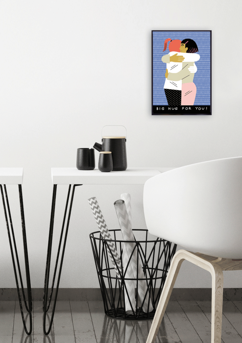 Fine Art Print showing hugging persons, created by Visual Artist Carolin Loebbert.