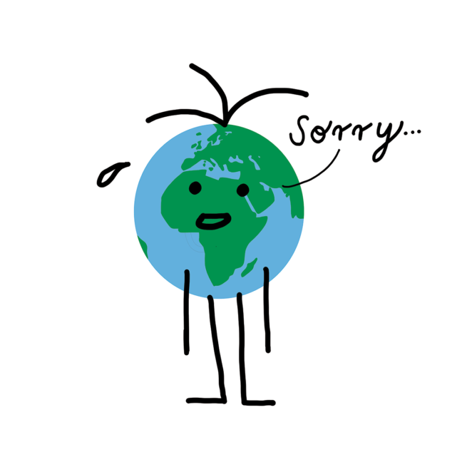 Illustrations of an earth on earth Overshoot Day created by Visual Artist Carolin Loebbert