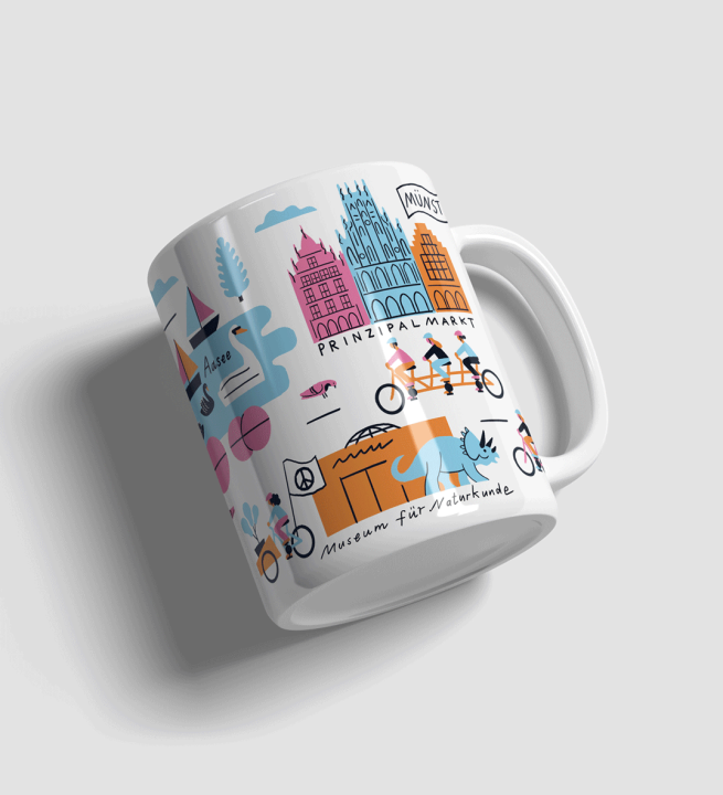 Mug design for an special mug Edition on the city Münster created by Visual Artist Carolin Loebbert for TeeGschwendner Münster.
